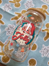 Load image into Gallery viewer, Drinking Glass with Straw- Mr. Vintage Jolly Christmas
